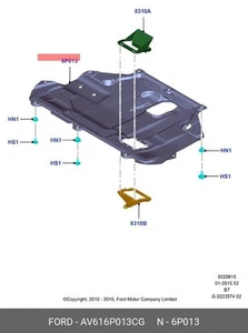 FORD FOCUS III /C-MAX 06/17 ENGINE BOTTOM UNDER TRAY COVER SHIELD-AV616P013CG - Picture 1 of 6
