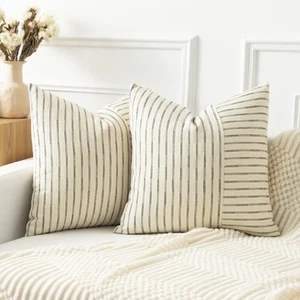 Kevin Textile Farmhouse Pillow Covers 18x18, Modern Accent Square Throw Pillo... - Picture 1 of 7