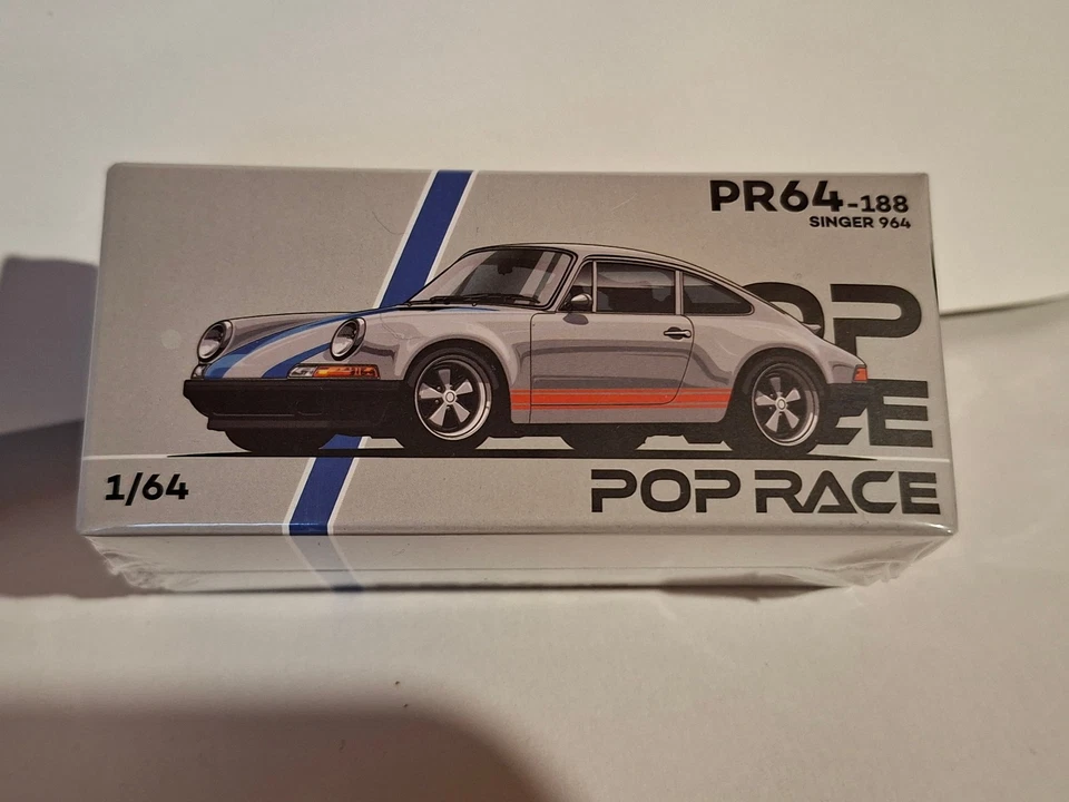 Pop Race 1/64 Porsche Singer 964 Silver/Blue (CP14) - Photo 1/3