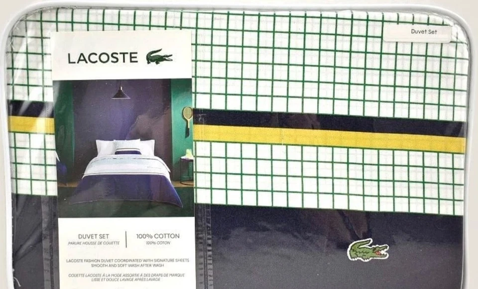 Juego de funda nórdica y fundas Lacoste Valleyfield KING $275 verde a cuadros vasija blanca Foto 1 de 4