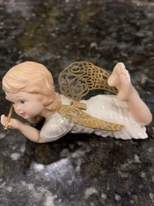 Vintage Lenox Little Graces "Happiness" Porzellan Figur vergoldete Flügel - Bild 1 von 6