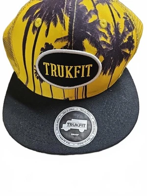 Chapéu Snapback Ajustável Masculino TRUKFIT Amarelo e Preto Palmeiras Novo em folha - Imagem 1 de 4