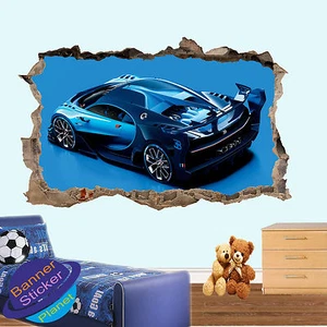 SUPER SPORT CARS POSTER 3D SMASHED WALL STICKER BOY ROOM DECORATION DECAL MURAL - Picture 1 of 3