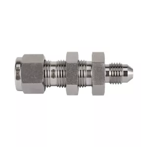 FITOK 316 SS Bulkhead Connector 3/8 in Tube OD × 1/4 in Male JIC, SS-BCM-FL6-AN4 - Picture 1 of 4