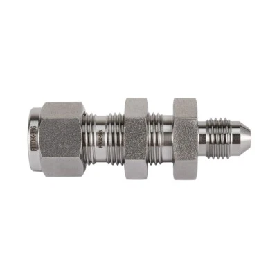 FITOK 316 SS Bulkhead Connector 3/8 in Tube OD × 1/4 in Male JIC, SS-BCM-FL6-AN4 - Image 1 of 4