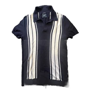 Abercombie Fitch NWOT Featherweight Polo Shirt Blue Striped Short Sleeve S Youth - Picture 1 of 11