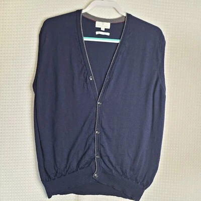 Usado en Excelente Condición Talla 2XL Toscano Firenze Hombres Azul Marino Botón Chaleco 100% Lana Merino Italia  Foto 1 de 4