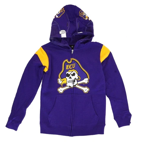 East Carolina Pirates NCAA Purple "Helmet" Full Zip Hoodie Jacket Youth Cover