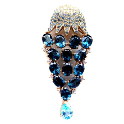 Broche/colgante plata 925 azul cielo - topacio azul Londres, tanzanita y circón Foto 1 de 4