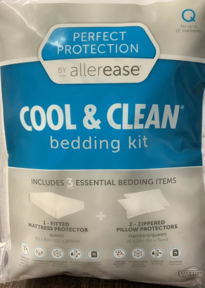 Protection Allerease Cool & Clean Bedding Kit 3 Pc-Queen