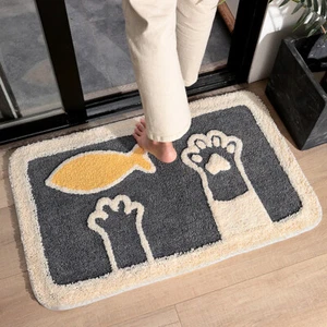 Fußmatte Bad Wohnmatte mit Katzenfüße Katze Fisch Anti Rutsch Kinder WC Zimmer  - Bild 1 von 3