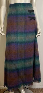 Ralph Lauren Mohair Wolle Faux Wickelrock 12 Neu ohne Etikett grün lila orange Fransen NEU - Bild 1 von 13