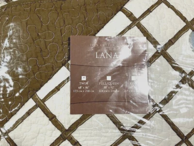 Edredón doble de algodón Lanai 68" x 86" celosía de bambú con reverso sólido nuevo en paquete Foto 1 de 4