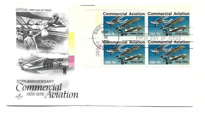 1684  Aviation ArtCraft, plate  block, FDC - Image 1 of 1