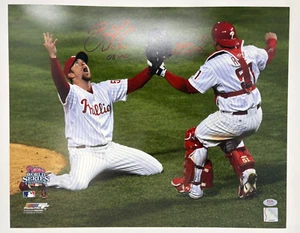 Brad Lidge + Carlos Ruiz Signed 2008 WS 16x20 Photo Last Out 08 WSC ins PSA 056 - Picture 1 of 3
