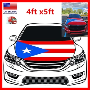 Puerto Rico Flag Car Hood Cover Universal Size Elastic Patriot PR 4x5 ft Gift - Picture 1 of 6