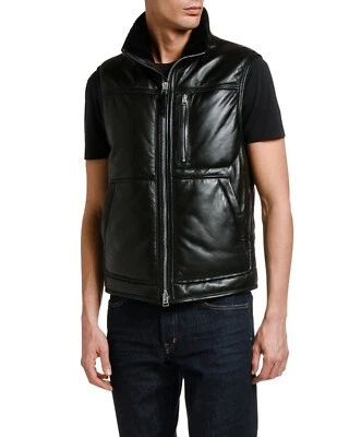 NUEVO TOM FORD Chaleco de Cuero para Hombre con Forro de Cuello de Oveja Foto 1 de 4