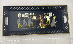 Bandeja de servir vintage pintada a mano Nashco - 'Cara en el piso de la sala de bar' firmada - Imagen 1 de 9
