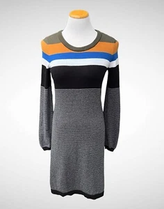 Vestido recto Love Hanna Andersson algodón cachemir rayas mangas largas, talla XS - Imagen 1 de 12