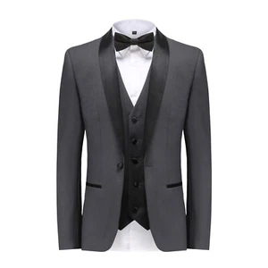 Braveman Men's 3 Pc Slim Fit Tuxedo Set TX300 in Charcoal - Picture 1 of 4