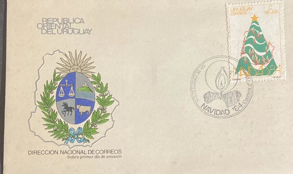 O) 1984 URUGUAY, NAVIDAD, ÁRBOL DE NAVIDAD, FDC XF Foto 1 de 1