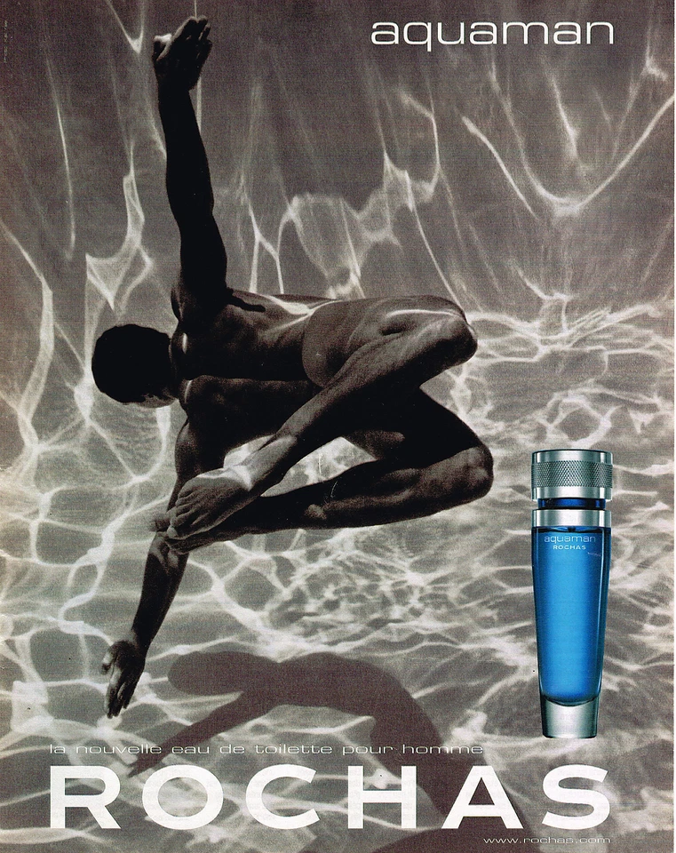 PUBLICITE ADVERTISING 104  2002  ROCHAS  eau de toilette pour homme  AQUAMAN - Photo 1/1