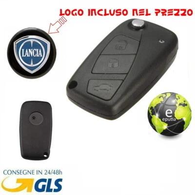 GUSCIO COVER CHIAVE 3 TASTI NERO PER TELECOMANDO LANCIA YPSILON CON LOGO INCLUSO