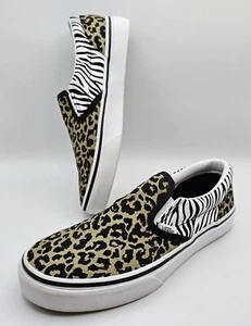 Vans Animal Print Mix Slip On Sneakers Shoes Juniors SZ 5 Leopard Zebra EU 36.5 - Picture 1 of 12