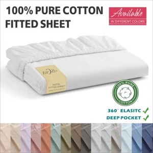 Hotel 100% Egyptian Cotton Fitted Sheet Single/Double/Queen/Super King Size Bed - Picture 1 of 24