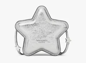 KATE SPADE STARLIGHT CRINKLE METALLIC LEATHER MICRO 3D Star CROSSBODY NWT - Picture 1 of 8