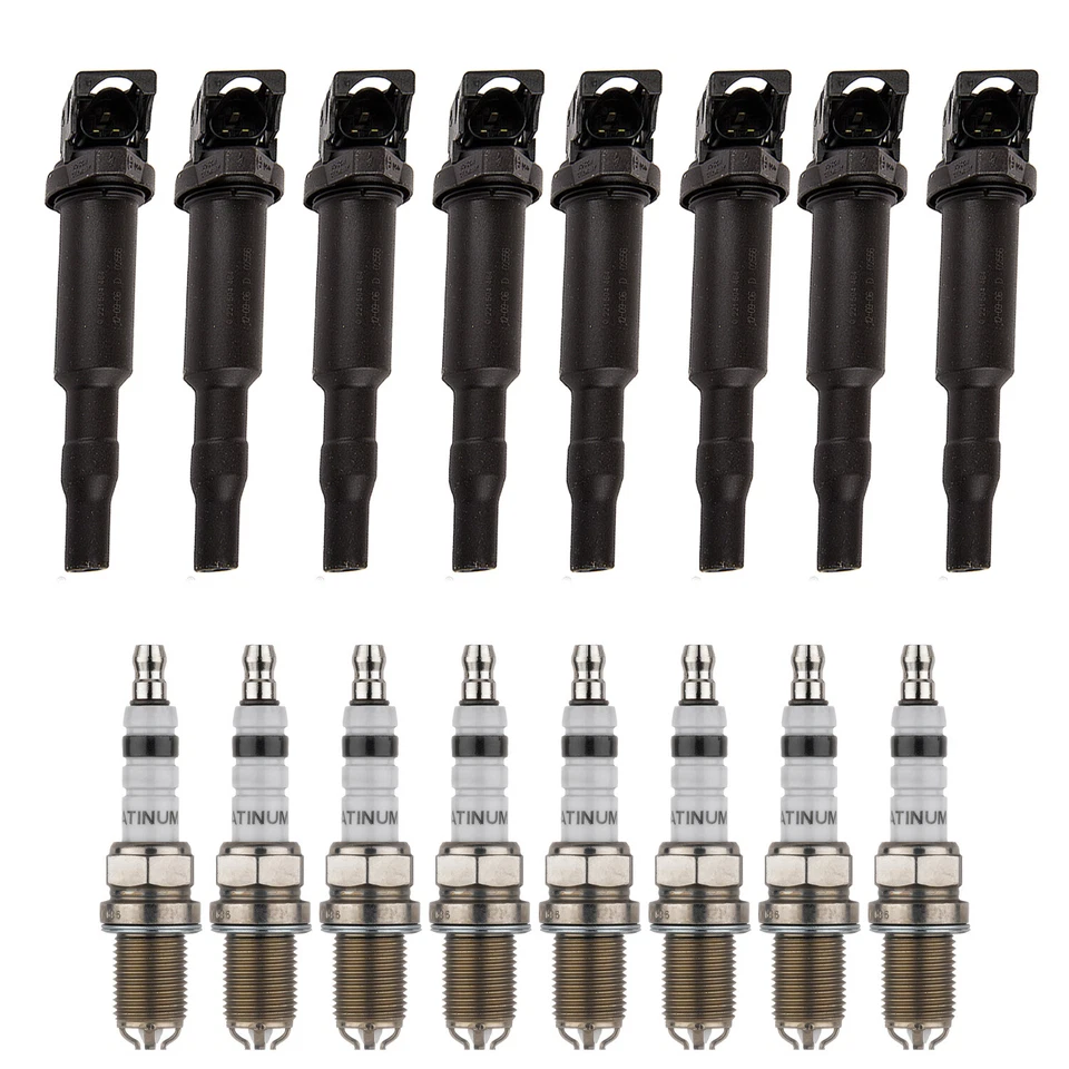 Bosch 8 Ignition Coil 8 Platinum Spark Plug Kit For E65 E66 745i X5 4.4 V8 - Image 1 of 1