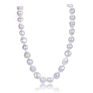 Collar de perlas barrocas de agua dulce de 15 mm cadena blanco regalo nupcial boda 18 - Imagen 1 de 11
