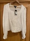 New Look White Polka Dot Puff Sleeve Blouse Size 14