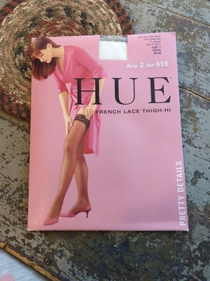 Nuevo HUE Mujer Francés Encaje Hasta el Muslo Medias Pierna Muy Transparente Talla 1 Blanco Foto 1 de 4