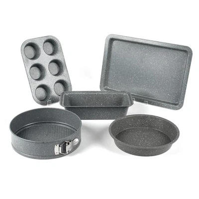 Salter Bakeware Set 5 PC Marble Baking & Muffin Tray Springform Loaf & Round Pan - Image 1 of 4