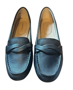 Mocassini slip on Lands End scarpe nere donna misura 6 1/2 D ballerine pelle - Foto 1 di 23