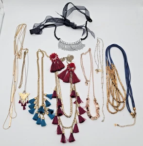 LOFT Jewelry Lot Gold tone 8 Necklace 1 Pair of Pierced Earrings - Picture 1 of 11