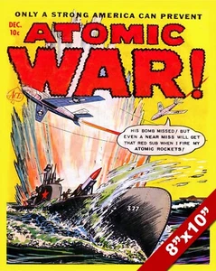 COLD WAR ERA US PROPAGANDA ATOMIC BOMB EXPLOSION WAR COMIC POSTER ON REAL CANVAS - Picture 1 of 6