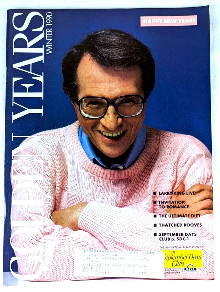 Golden Years Lifestyle Magazine 1990 - Larry King September Days Club VTG - Image 1 of 4