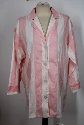 Vtg Chelsea M Men's Pink White Stripe Pajama Long Night Shirt Sleep Top - Image 1 of 4
