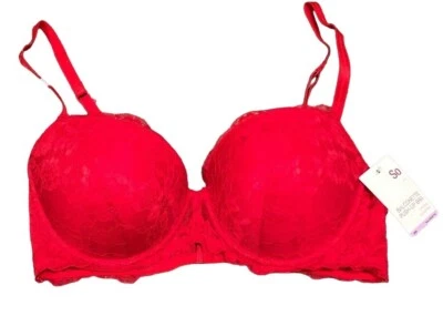 SO Intimates Red Bralette Size 38D Padded Push up Bra Lace NWT - Image 1 of 3