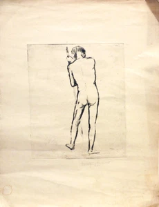 Homme nu Gravure signée MAILLAUD datée 1913 - Picture 1 of 3