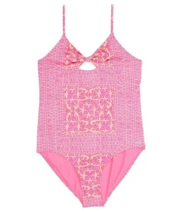 Vineyard Vines Kids Neon Pink Tie Front One-Piece Swimsuit Size M (10-12) L77811 - Picture 1 of 2