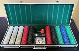 Poker Set Carrying Case w/ 500 Chips, Casino Quality Cards, and Buttons - Picture 1 of 7