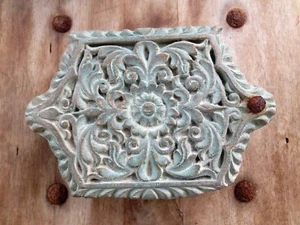 RUSTIKALE SCHMUCKSCHATULLE MIT DECKEL, BAROCK ARCHITEKTON ANTIK KUNSTHARZ GRÜNSPAN STÜCK - Bild 1 von 11