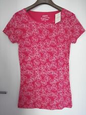 BNWT Papaya Perfect Tee Pure Cotton T-Shirt, Fuchsia / White Flower Print, 10
