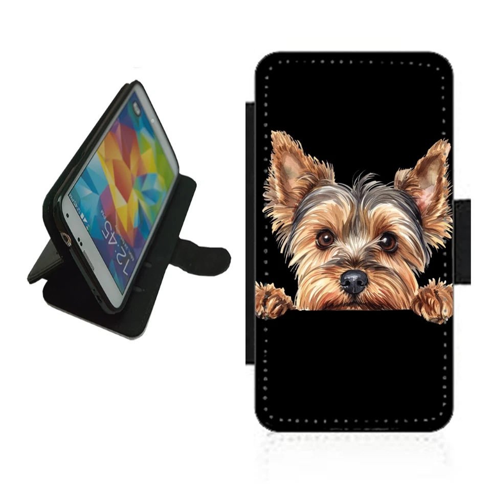 Yorkshire Terrier Wallet Phone Case For iPhone Samsung flip Cover dog YOR1 - Image 1 of 4