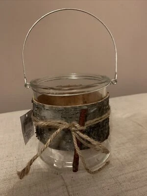 Portavelas/tarro de vidrio colgante grande y corteza rústica efecto NUEVO con etiquetas Foto 1 de 4