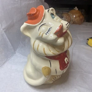 Vintage Belmont Lion Cookie Jar 1940's Ludowici Celadon Winking Lion - Picture 1 of 13