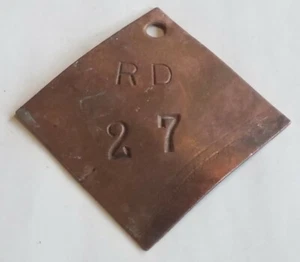 Early Miners Tag Vintage R D Mining Copper Tool Key Tag ID Badge Collectible Fob - Picture 1 of 5
